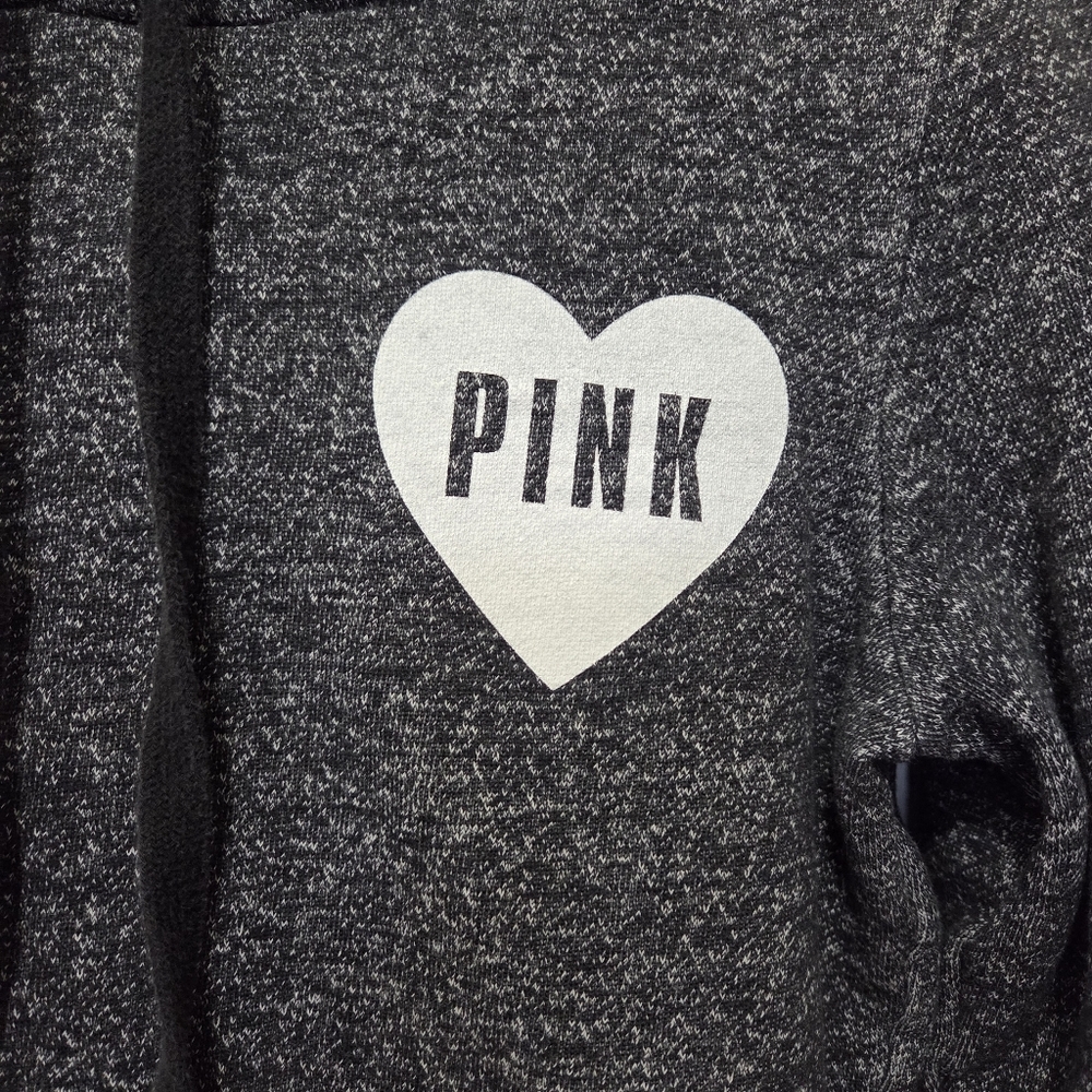 PINK Victoria's Secret Charcoal Hoodie with Heart Logo Size XSmall - Picture 2 of 8